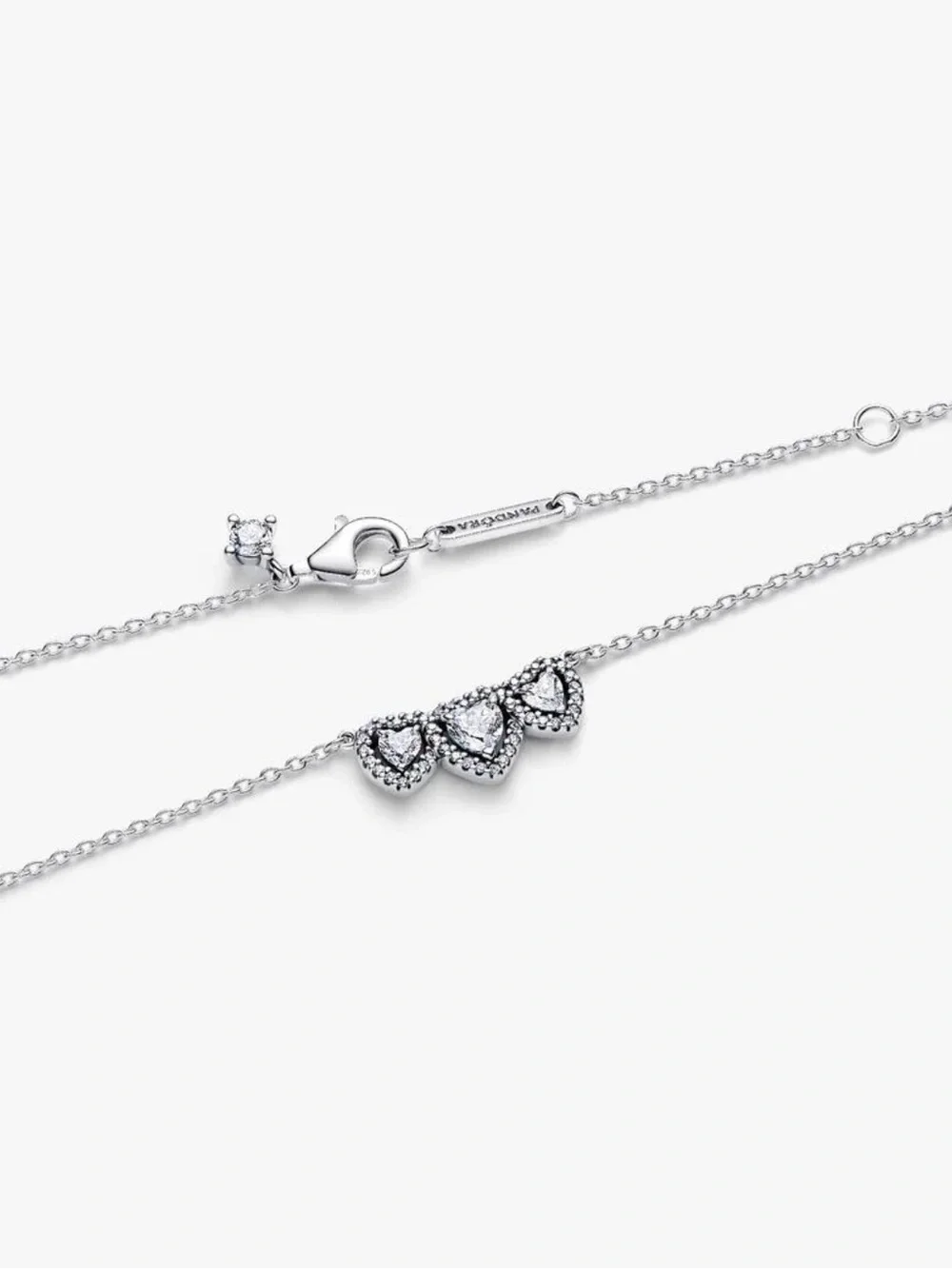 Pandora Silver Triple Heart Pendant Necklace - Silver - Picture 3 of 3